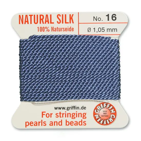 Size 16 Griffin Bead Cord 100% Natural Silk Blue {2}