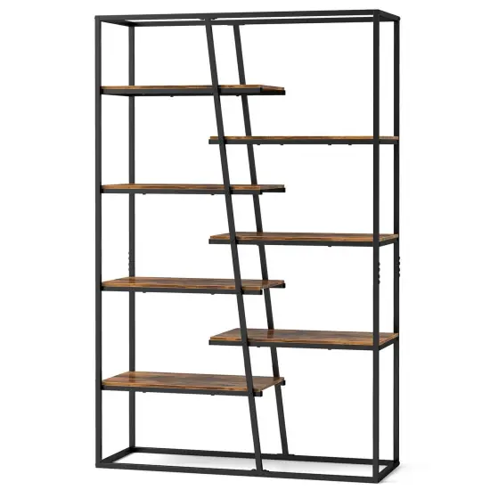 Costway 71" Tall Bookshelf with Heavy-duty Metal Frame 7-Tier Industrial Etagere Bookcase {1}