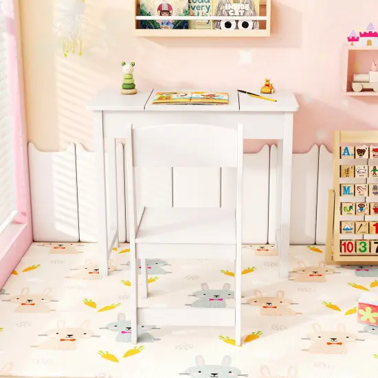 MDF Vanity Table and Chair Set with Acrylic Mirror and Storage White {3}