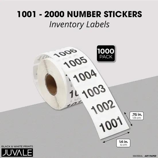 Live Show Number Stickers 1001 to 2000, Inventory Labels (1000 Pack) {3}