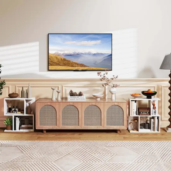 Costway 1/2 PCS 3-Tier Bookshelf Geometric Bookcase Side Table with Open Storage Display Shelf White {5}