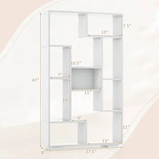 Costway 47" Tall Bookshelf Modern Geometric Bookcase with Open Shelves Anti-tipping Kits White/Black&Natural {3}