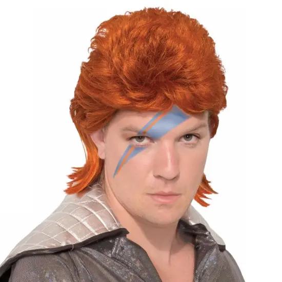 Orange David Bowie Rock Star Adult Costume Wig {1}