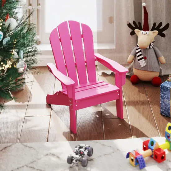 HDPE Kid's Adirondack Chair with High Backrest and Armrests Perfect Use for All Seasons Pink {2}