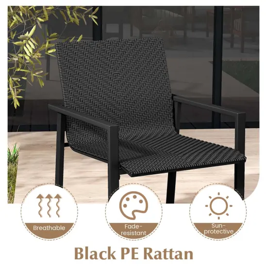 Costway 4 PCS Outdoor Wicker Patio Furniture Set with Heavy-Duty Galvanized Metal Frame Mix Brown/Black {6}