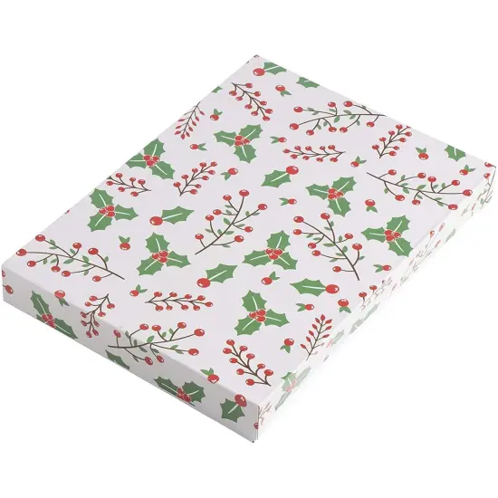 Juvale 48 Pack Empty Christmas Shirt Boxes, Assorted Size Gift Boxes with Lids, Holiday Boxes for Presents in 4 Festive Designs, Perfect for Xmas Wrapping {7}