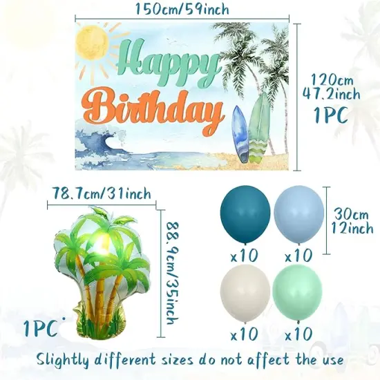 Surfing Happy Birthday Banner The Big One Surf Birthday for Summer Beach Baby Shower Party Decoration {3}