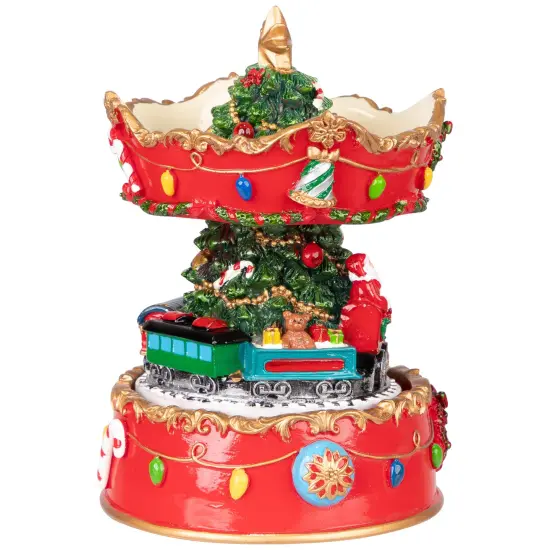 Northlight Santa on Train Musical Christmas Carousel - 6" - Red and Gold {4}