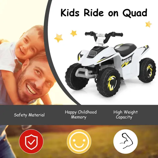 Costway 6V Kids Electric Quad ATV 4 Wheels Ride on Toy Toddlers Forward & Reverse White/Black/Blue/Red {4}