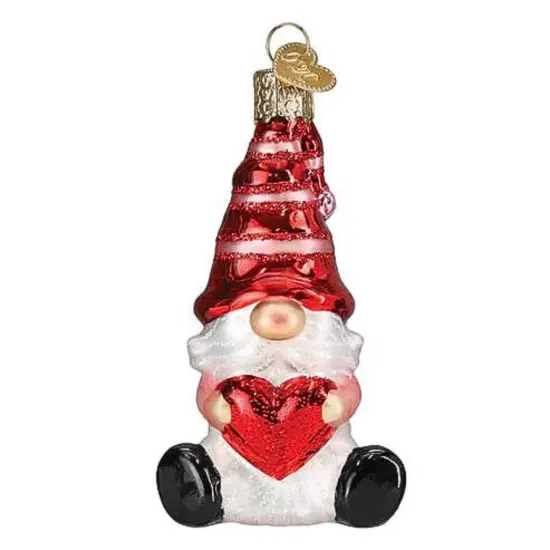 Old World Christmas 3.75 In Valentine Gnome Valentine Tree Ornament , Christmas Decor Love Heart Good Luck Red {1}