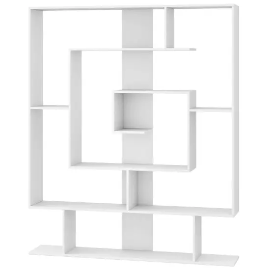 Costway 7-Tier Bookshelf Geometric Bookcase with 2 Anti-Tipping Kits Rustic Brown/White {1}