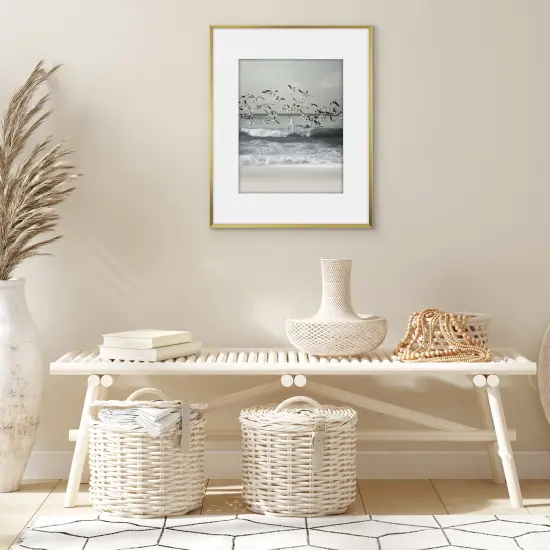 Americanflat Aluminum Picture Frame with Mat - Metal Photo Frame - Black Metal Molding Frame - Shatter Resistant Glass - Hanging Hardware {6}