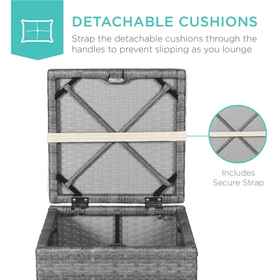 Best Choice Products Set of 2 Wicker Ottomans, Multipurpose Furniture w/ Removable Cushions, Steel Frame Cream/Gray {4}