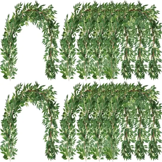 135ft Artificial Faux Greenery Garland Willow Leaves Vines Hanging Willow Vines Leaf Garland for Indoor/Outdoor Wedding Party Decor Wedding Table Centerpieces (Green,36 Pack) {1}