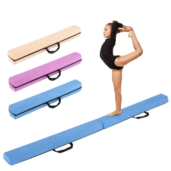 7 Feet Folding Balance Beam with Removable Suede Cover Suitable for Improve All Skill Levels Navy {4}