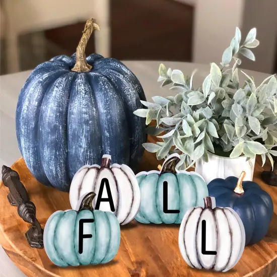 4 Pieces Fall Pumpkin Wooden Signs {3}