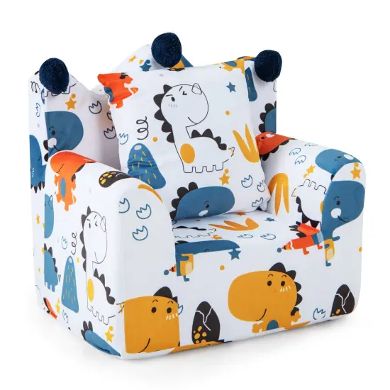 Kids Sofa Chair, Ergonomic Velvet Armchair with Pillow Blue {1}