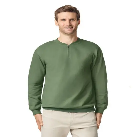 Gildan&reg; Unisex Softstyle Midweight 1/4 Zip Long Sleeve Sweatshirt Military Green {1}