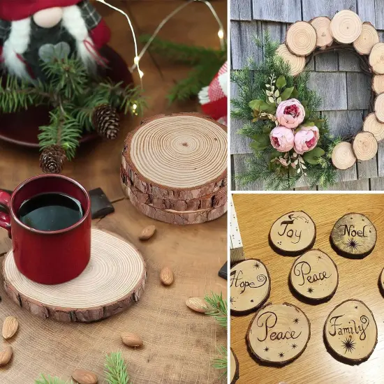 Unfinished Wood Slices for centerpieces 18 PCS 5.1-5.5 Inch {5}