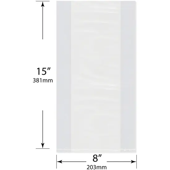 Plymor 8" x 3" x 15" (Pack of 100), 1 Mil Gusseted Plastic Bags {3}