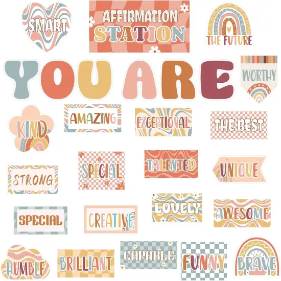 27 PCS Boho Affirmation Station Bulletin Board {1}
