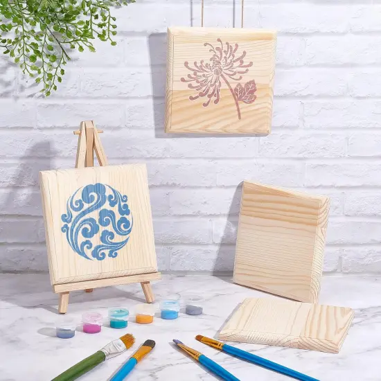 4pcs 4.7" Squares Unfinished Wooden Base {3}