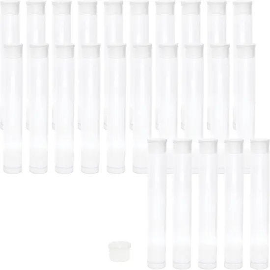 The Beadsmith Clear Plastic Tubes - 3-Inch-Long Round Tubes, 9/16 Inches in Diameter - Flat Caps - Use for Beads, Bath Salts, Wedding & Party Favors, Home or Office Storage - Bag of 25 {1}
