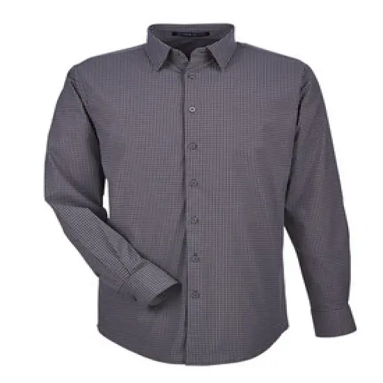 Devon & Jones&reg; CrownLux Performance Men's Tonal Mini Check Woven Shirt Carbon {1}