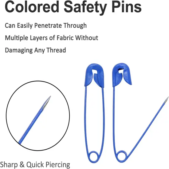 100 PCS 30mm / 1.2 Inch Safety Pins Heavy Duty Quilting Pins, Colored Safety Pins Bulk Metal Sewing Pins, Premium Sharp Safety Pins for DIY Crafts Jewelry Making Baby Clothing (Royal Blue) {4}