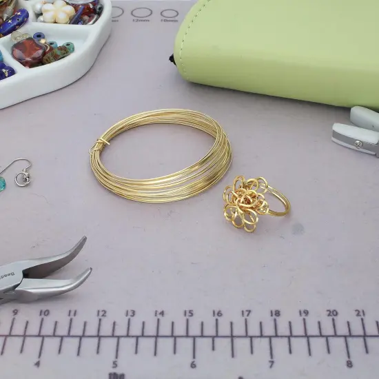 The Beadsmith Half-Round Craft Wire - Wire Elements - Medium Temper - 18 Gauge, 4 Yard Coil - Gold Color - Beading Wire Used for Jewelry Making, Wire Wrapping, and Other DIY Arts & Crafts {4}