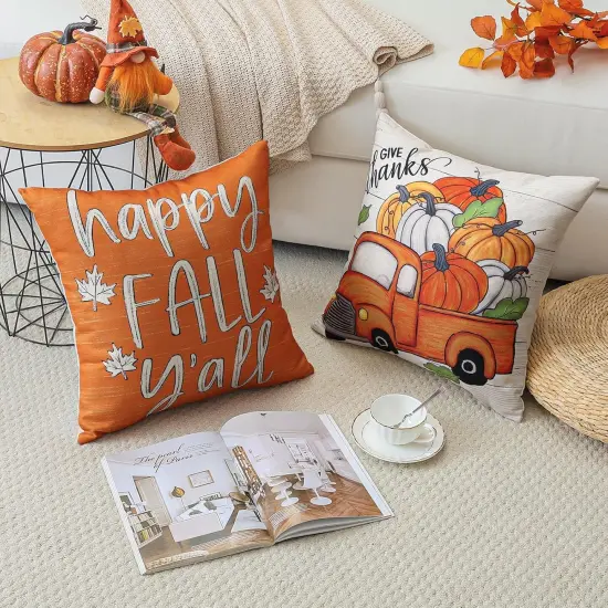 Set of 4 Fall Decorative Throw Pillow Covers 20x20 Inch {4}