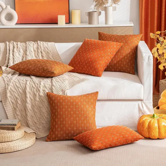 Pack of 2 Decorative Burlap Linen Throw Pillow Covers 18x18 Inch {2}