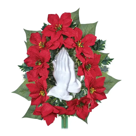 Collections Etc Praying Hands Poinsettia Memorial Bush Stake {2}