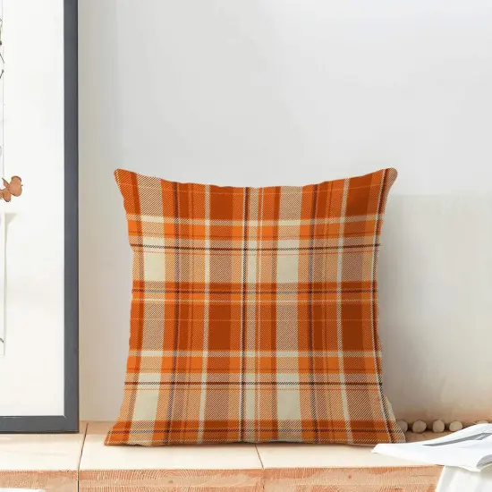 Set of 2 Checkered Fall Pillow Covers 20x20 Inch {3}