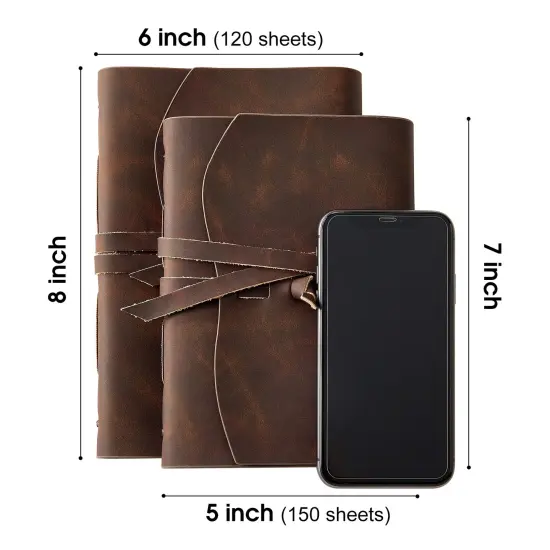 RILIHO Leather Journal Notebook, A5 Size Diary 6x8.1 Inches, Genuine Leather Journals for Writing, Vintage Style, Ideal for Men and Women, Brown {6}