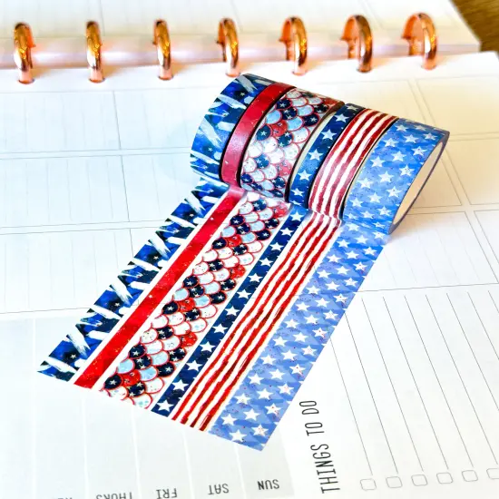 4th Of July Red White Blue Summer Washi Tape Set July 2025 - W135 {6}