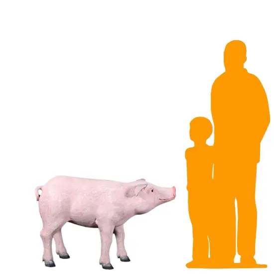 Baby Pig Standing Life Size Statue {2}
