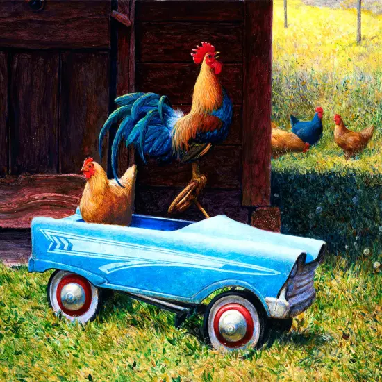 Sunsout Rooster Takes the Wheel 500 pc Jigsaw Puzzle 81010 {1}