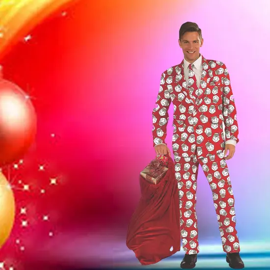 Mens Santa Suit Christmas Costume Dapper St Nick Outfit for Holiday Parties Red {5}