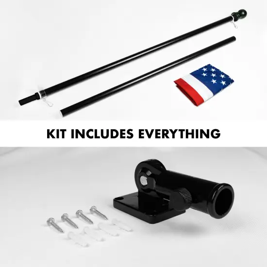 G128 - 5 Feet Tangle Free Spinning Flagpole (Black) American Flag Pole Sleeve Embroidered 2.5x4 ft American Flag Pole Sleeve (Flag Included) Aluminum Flag Pole {2}