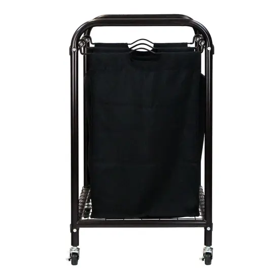 Bronze Metal Laundry Sorter Cart with 2 Removable Bags, Casters and Handles {4}