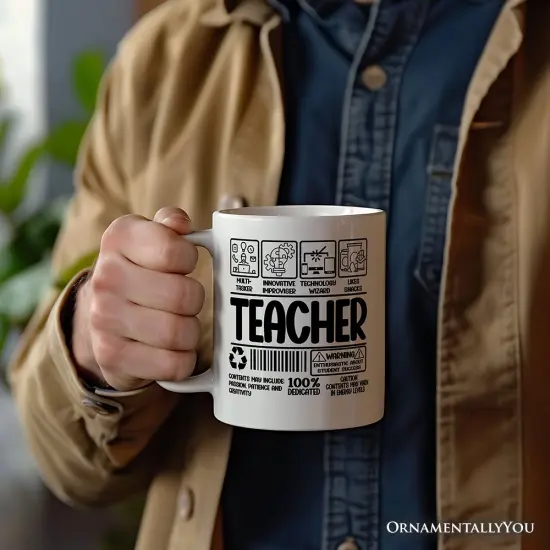 Teacher Label Mug, Funny Barcode for Dedicated Educators Gift {2}