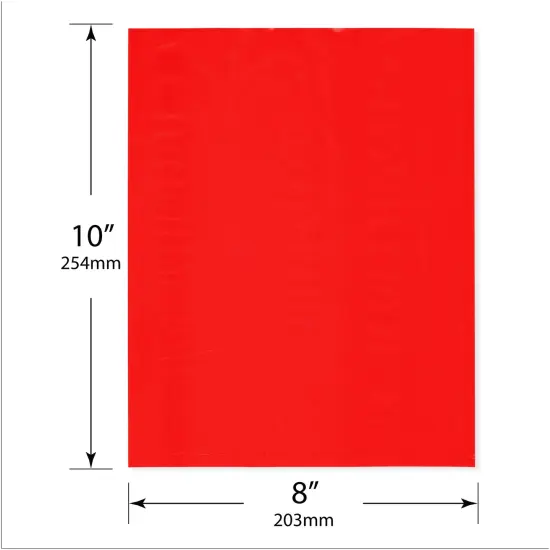 Plymor 8" x 10", Red 2 Mil Flat Open Plastic Poly Bags {3}