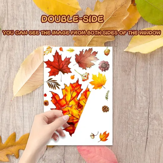 8 Sheets Fall Window Clings - Autumn Leaves {4}