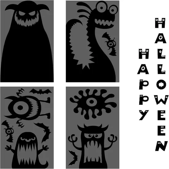 11 Pieces Halloween Giant Monster Window Clings {2}