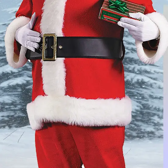 Mens Santa Costume Set with Jacket, Pants, Belt, Gloves, Hat and Boot Tops {3}