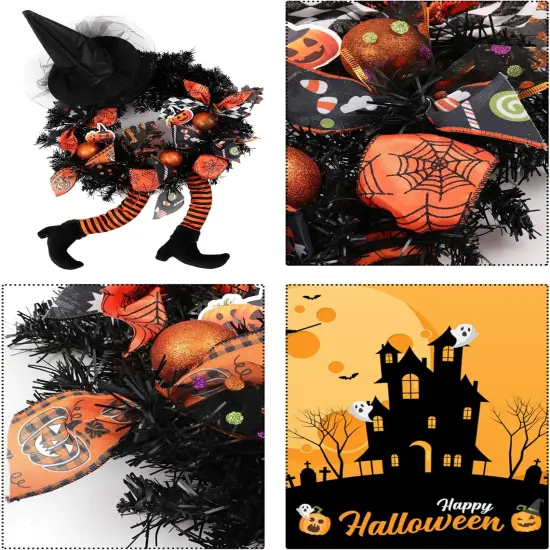 Happy Halloween Wreath for Front Door Decoration with Skeleton Artificial Bone {2}