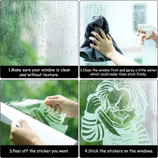 6Pcs Scary Classic Movie Characters Glowing Decals Seamless Green {2}