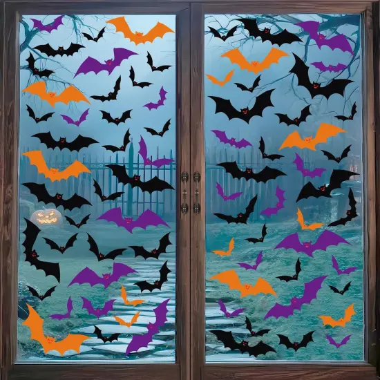 6 Sheet Halloween Bats Window Stickers {1}