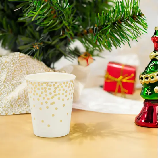 50 Pack 9oz Gold Paper Cups for Hot Drinks, Party Supplies, Weddings, Bridal Showers {3}